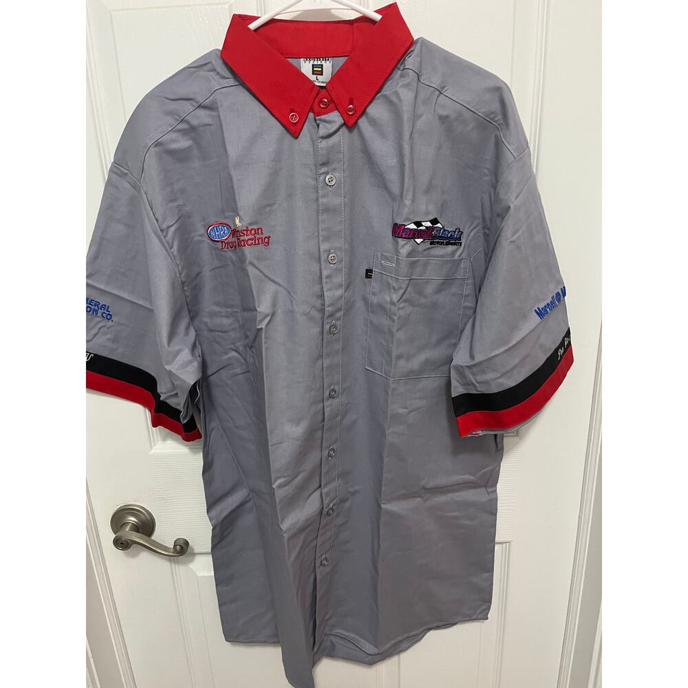 Marnell & Black motor sport NHRA Winston drag racing button up crew shirt-Large
